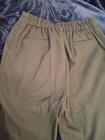 Брюки: Zeytun-yaşıl rəngdə qadın şalvarı - Kəsim: düz, yüngül konusvari — 2