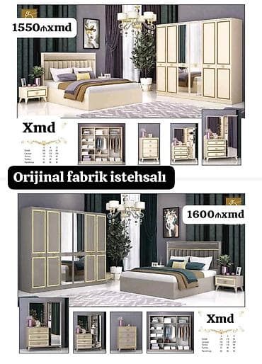 seyfi qapi: Yataq otağı mebel dəstləri – orijinal fabrik istehsalı İki rəngdə — 1