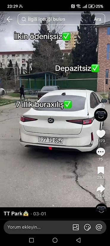 Dayələr: Changan günü - 45 AZN BYD GÜNÜ - 40 AZN İlkin ödənişsiz - — 1