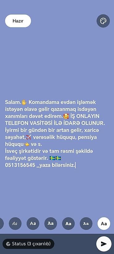 Tikiş: Çağrı mərkəzi operatoru tələb olunur, Yalnız qadınlar üçün — 1