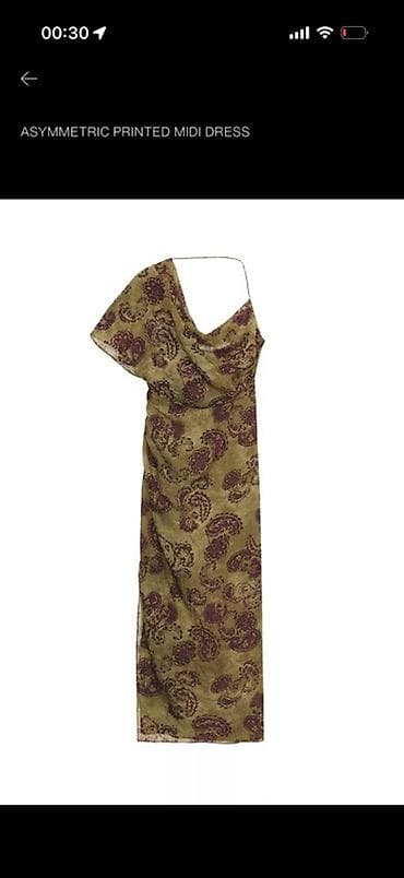 la vida es bella: ZARA etiketli xs s Asymmetric Printed Midi Dress - Model: Asimmetrik — 1