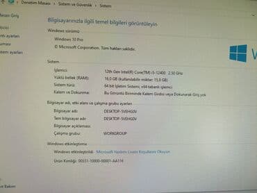 işlənmiş kamputer: Pc + manitor 12th Gen İntel(R) Core(TM) i5- 12400 2.50 GHz 16 GB ram — 2