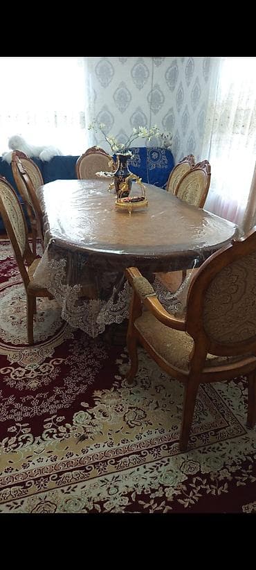 Qonaq otağı üçün, İşlənmiş, Oval masa, 6 stul