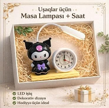 Uşaqlar üçün Masa Lampası + Saat - LED işıqlı masa lampası: yumşaq