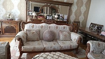 tek divan: Klassik üslubda qonaq otağı dəsti - 3 nəfərlik divan və 2 ədəd kreslo — 3