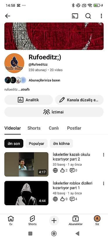 Salam mənim hesabımda çoxlu shorts videosu və ən çox bəyənilən shorts lalafo.az -da Salam mənim hesabımda çoxlu shorts videosu və ən çox bəyənilən shorts
