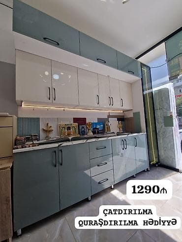 *1290₼ vitrin MƏTBƏX mebeli :-TƏCİLİ SATILIR*‼️ ÖLÇÜ:-en 2.9 hun 2.6