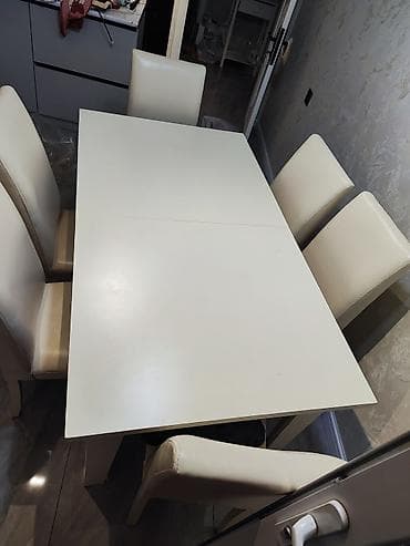 sud separatoru: Ağ rəngli yemək masası və 6 ədəd oturacaq dəsti - Komplekt: 1 ədəd — 2