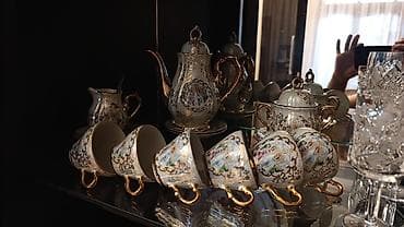 sud separatoru: Çay dəsti, rəng - Qızılı, Farfor — 1