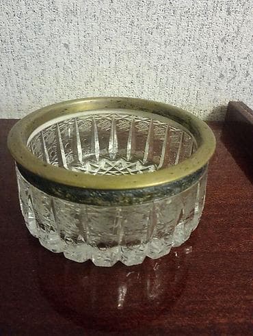 aksesuar qabi: Qədimi xrustal konfet vaza,gumuslu obodoknan - Material: qalın, ağır — 3