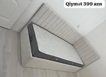 Künc çarpayısı və matrass - Rəng: açıq bej krem tonlarında, parça