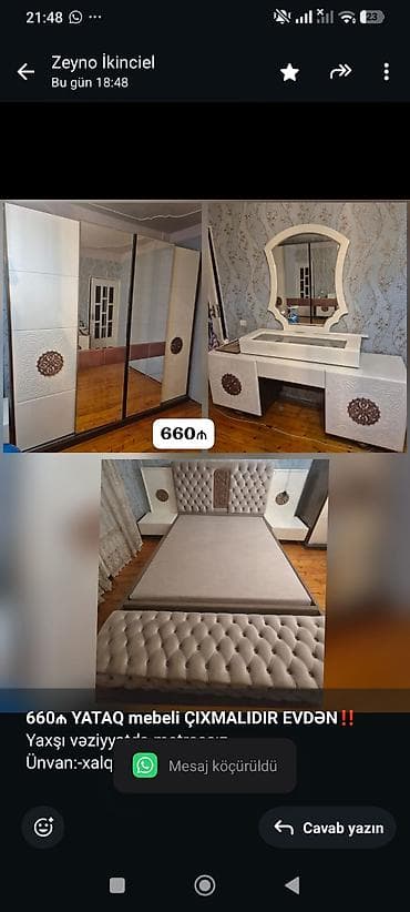 *660₼ YATAQ mebeli ÇIXMALIDIR EVDƏN*‼️ Yaxşı vəziyyətdə matrassız lalafo.az -da *660₼ YATAQ mebeli ÇIXMALIDIR EVDƏN*‼️ Yaxşı vəziyyətdə matrassız