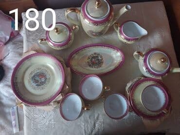 alp bənövşəsi: Çay dəsti, rəng - Bənövşəyi, Farfor, Bohemia, Çexiya — 2