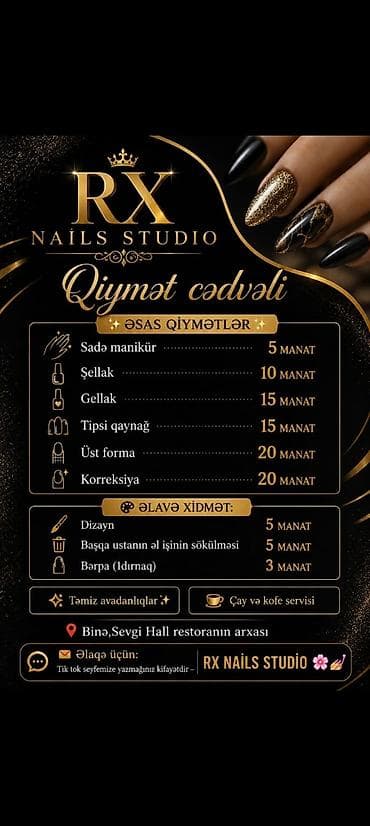 RX Nails Studio – dırnaq xidmətləri Esas qiymətlər: - Sadə manikür – lalafo.az -da RX Nails Studio – dırnaq xidmətləri Esas qiymətlər: - Sadə manikür –