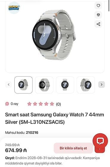 bluetooth qulaqciqlar: Samsung Galaxy Watch7 44mm – Silver (SM-L310NZSACIS) Yeni Alınıb və — 4