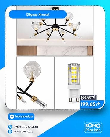 люстры бу: 🔥 Çilçıraq Xrustal ✅ Marka: No Brand ⁠✅ Lampa: G9 ✅ Rəng: Qara ✅ — 1