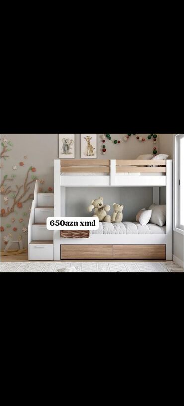 hazır pilləkənlər: Oğlan və qız üçün, Çarpayı, Matras ilə, Siyirməli, MDF — 4