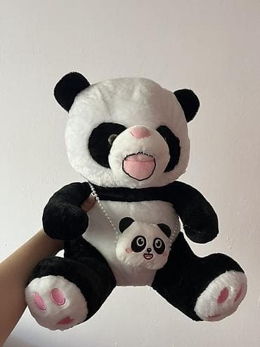 oyuncaq panda: Panda plyuş oyuncağı + mini panda çantası dəsti Uşaq otağı, dekor və — 1