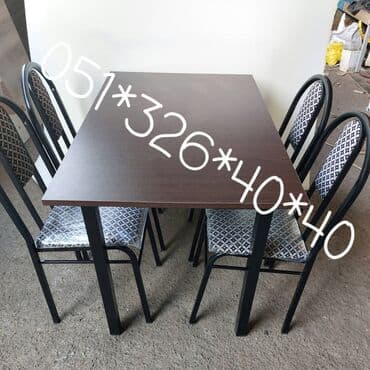 Masa və oturacaq dəstləri: Qonaq otağı üçün, Yeni, Açılan, Dördbucaq masa, 4 stul — 2