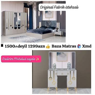 qapi dekoru: Yataq otağı mebel dəsti – Original fabrik istehsalı Dəst tərkibi: - 4 — 1