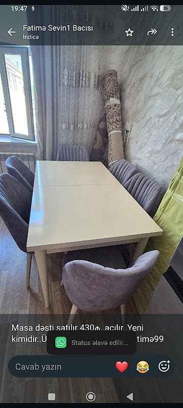 stol ustul: Masa dəsti satılır 430₼. açılır. Yeni kimidir. Ünvan — 1