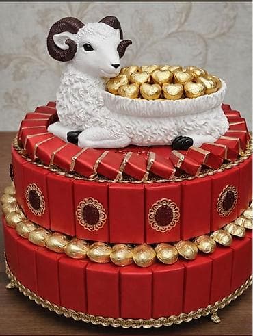 parasok qabi: Qoyun fiqurlu şirniyyat qabı və dekor seti - Dizayn: Qoyun/qoç — 3