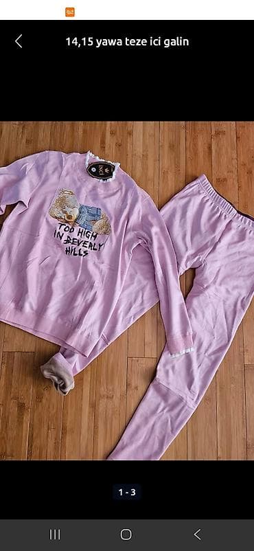 şaxta baba corabı: LC Waikiki qız geyimləri – 13-14 yaş - İdman dəsti: kapüşonlu, boz — 4