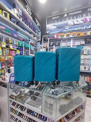 Sərnişin çamadan dəsti – 3 ölçü - Rəng: firuzə/mavi - Korpus: sərt