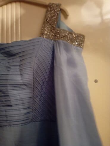 nişan donları 2023: Mavi rəngdə, uzun ziyafət/libas. - Model: Asimmetrik kəsimli, döş — 7