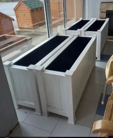 taxtadan gul qablari: Dibçək Ağacdan dekorativ çiçək/bitki qutuları - Material: təbii — 12