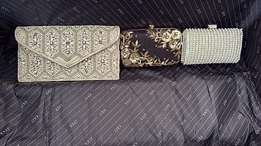 Zərif axşam çantaları dəsti - 3 ədəd dəbli klatç: 1) Böyük ölçülü