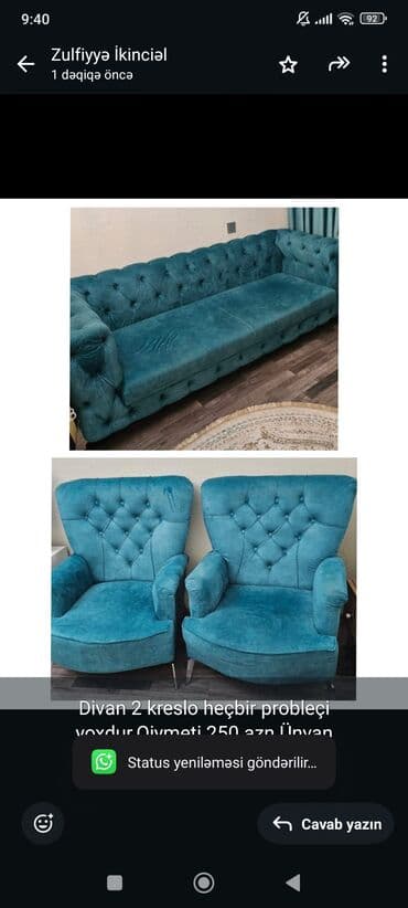lambir qiymeti: Divan, 2 kreslo — 1