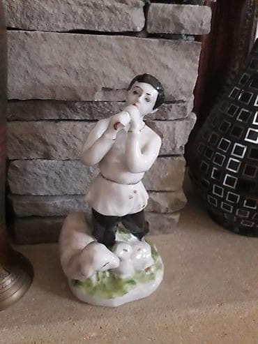 gips heykel: СССР.Фарфор.Статуэтка " Мальчик пастушок — 1