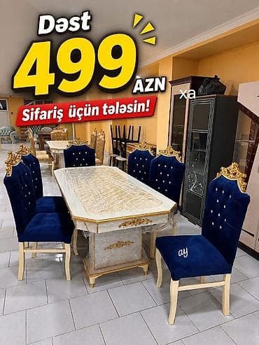 stular: Klassik üslubda yemək otağı dəsti - Dəst qiyməti: 499 AZN (şəkildə — 1