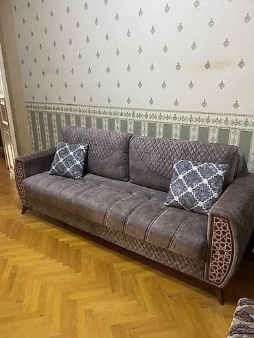 divan olcusu: Qonaq otağı üçün şık divan - Rəng: tünd bozumtul (taupe). - Material — 6