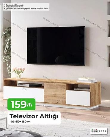 dekor ref: Televizor altlığı – 40×50×180 sm - Material: 18 mm laminat - Rəng — 1