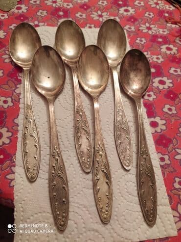 qədimi pullar alıram: Qədimi mexior desert qaşıqi, 6 ədəd 20 man — 1