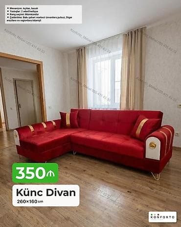 Künc Divan – 260×160 sm - Mexanizm: açılan, bazalı (yataq funksiyası — 1