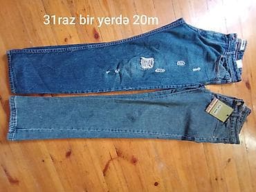 İki ədəd cins şalvar dəsti. - Razmer: 31 - Hər ikisi klassik mavi