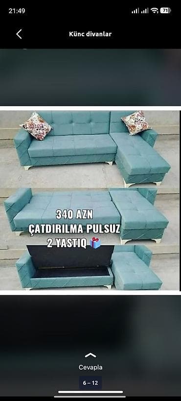 kamp evi: Künc divan, Yeni, Açılan, Bazalı, Parça, Şəhərdaxili pulsuz çatdırılma — 1