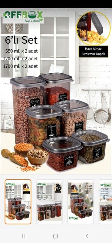 saxlama qab: Erzaq saxlama qablari satilir. Yenidi. Karobkasinda. 18 ededdi. Her — 3