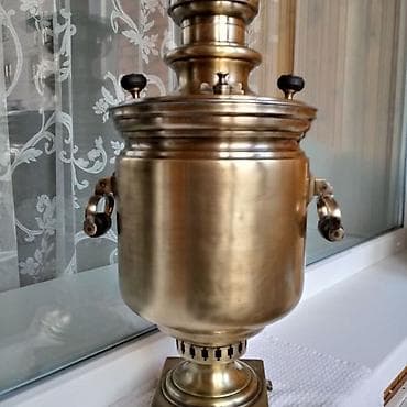 ucuz noutbuklar: Klassik mis samovar – kömür/odunla işləyən • Material: bürünc/mis — 6
