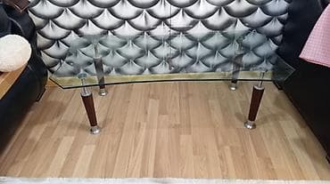 Şüşə jurnal masası və kreslo dəsti - Jurnal masası: Şəffaf temperli