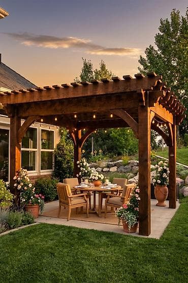 ataturk ciceyi: Açıq hava üçün taxta pergola - Material: keyfiyyətli, təbii ağac; — 4