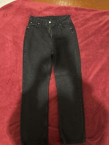 Qara rəngli qadın cins şalvar - Model: düz kəsim, bel hissəsi