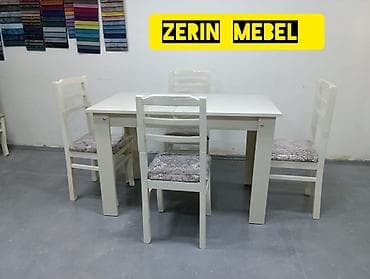 Mətbəx üçün, Açılmayan, Dördbucaq masa, 4 stul