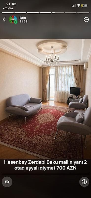 yaşam əmlak: Həsən bəy Zərdabi prospekti, “Baku Mall”ın yanı – 2 otaqlı, əşyalı — 1