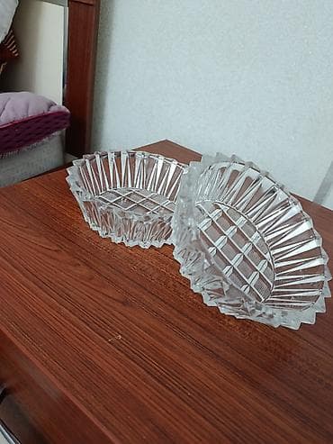 şuşe: Şüşə salat/qəlyanaltı qabları – 2 ədəd dəst - Material: qalın, şəffaf — 3