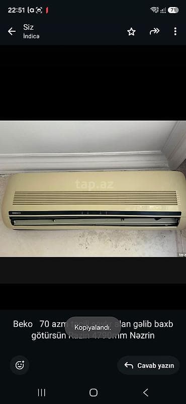 Beko 70 azm təcili saylır alan gəlib baxb götürsün Razin 4790mm — 1