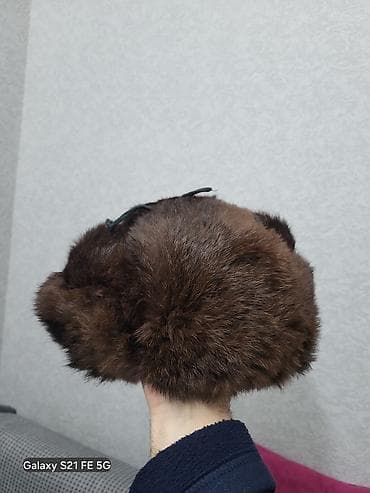 qulaqlı papaqlar: Qışlıq xəz qulaqlı papaq (uşanka) - Material: təbii qəhvəyi xəz — 2